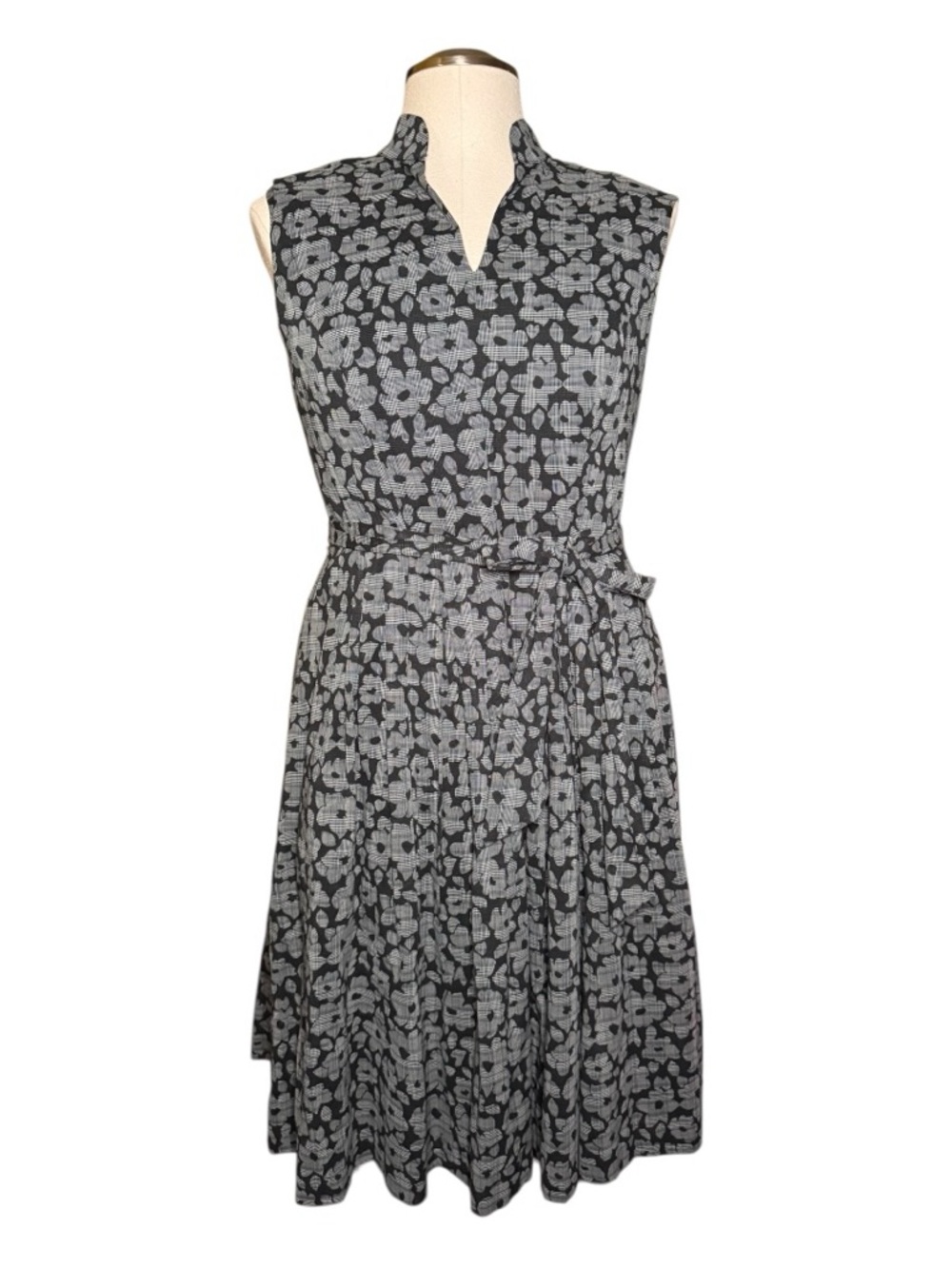 Brooks Brothers Floral Glen Plaid Lined Sleeveless Summer Dress